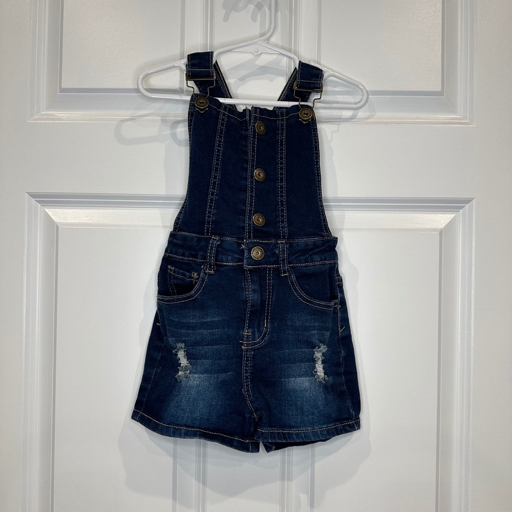 Kids Denim Zuleyka Jean Shorts Overalls Ripped Distressed Blue Size 4